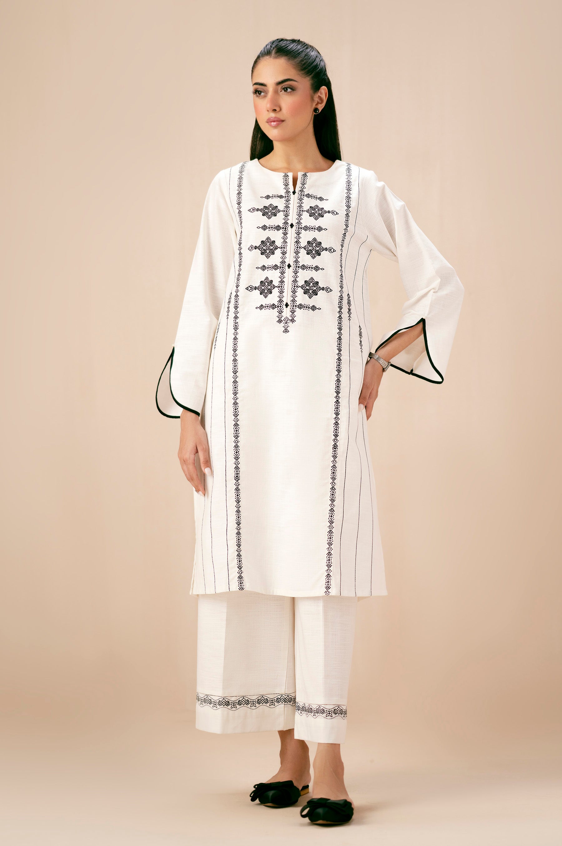Stitched 2 Piece Embroidered Khaddar Suit